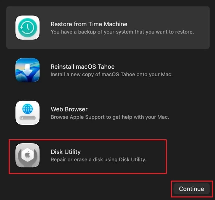 access disk utility macos recovery
