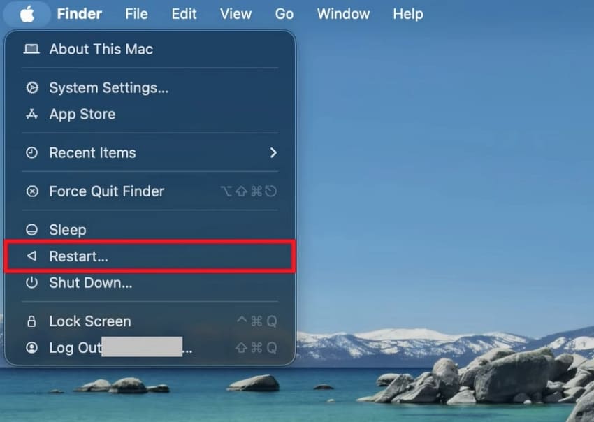 restart mac from apple logo menu