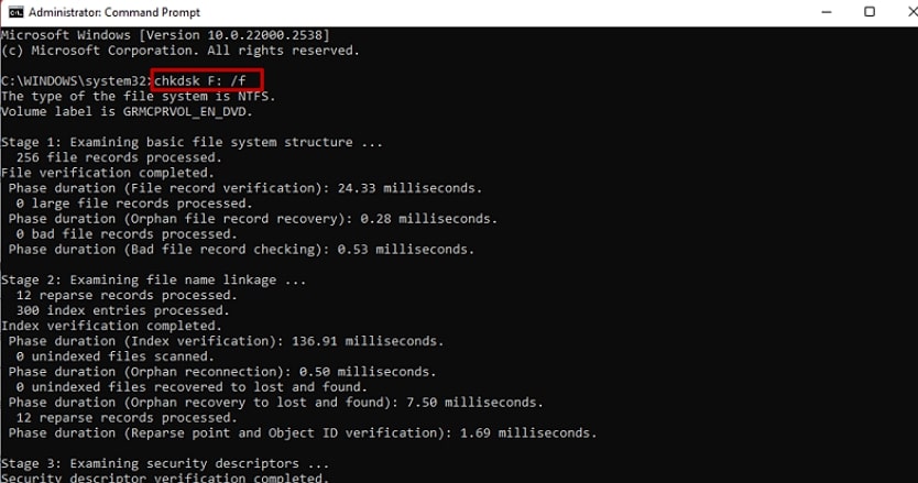 chkdsk windows built-in tool