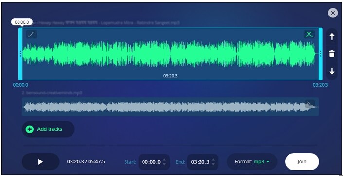 combinar tus archivos de audio con audio joiner