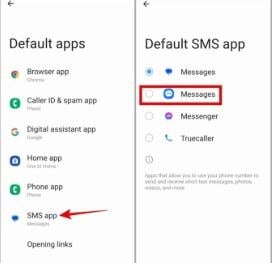 set messages as default app