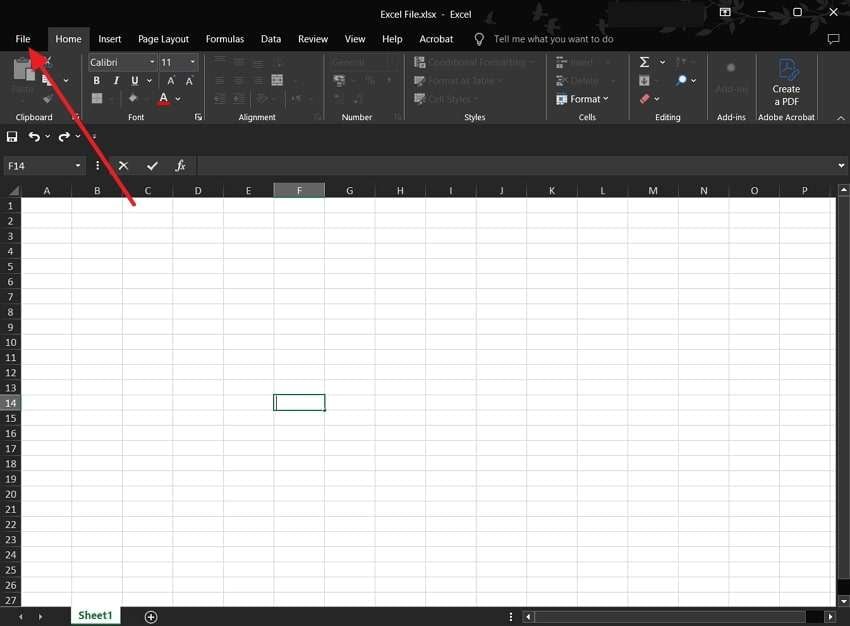 access the file tab