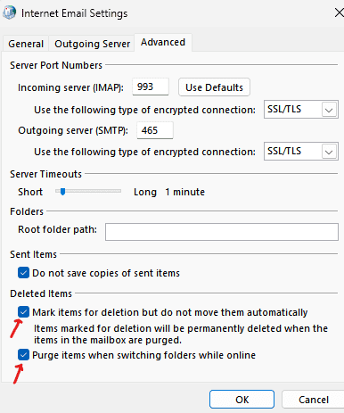 Configuración de correo electrónico de internet de Microsoft Outlook