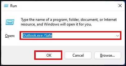 Microsoft Outlook en modo seguro