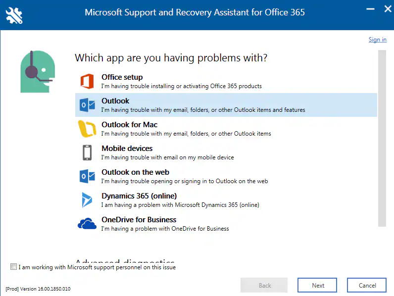 microsoft support and recovery assistant