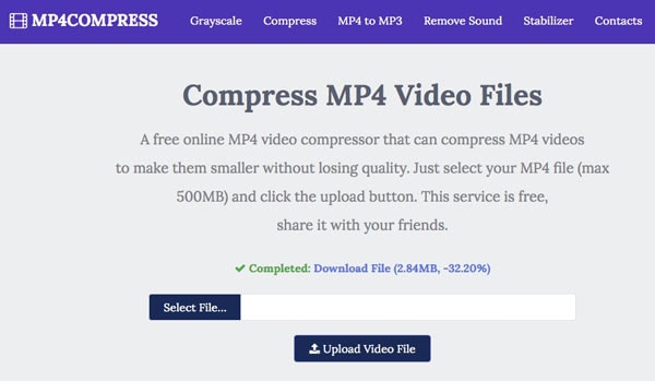 Interface de mp4 compress