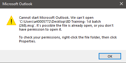 issue with the opening of msg file