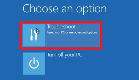 troubleshoot option