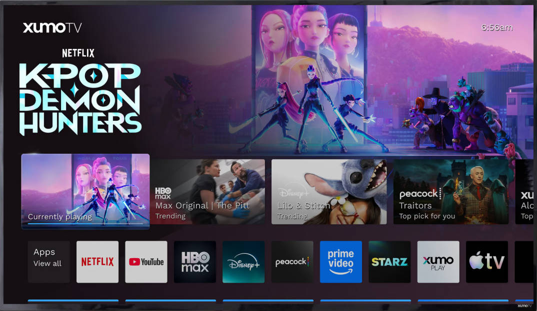 Xumo Play official streaming website screenshot showing its movie and TV browsing experience
