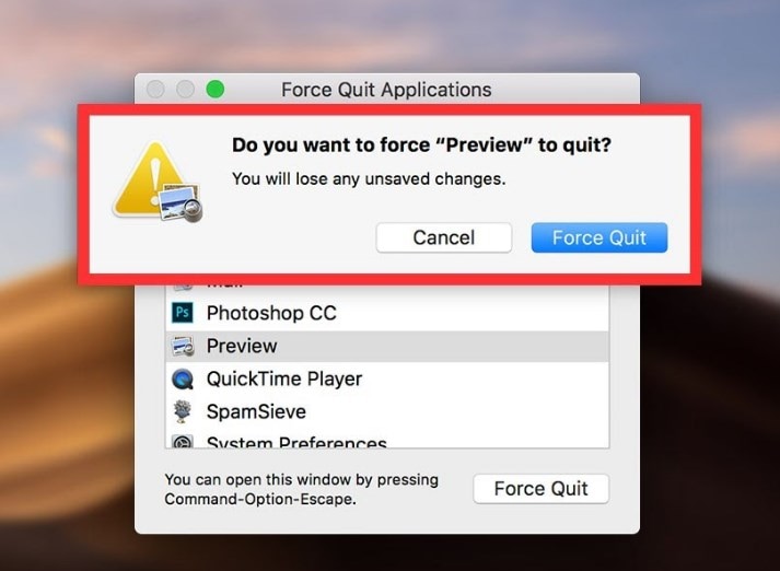 强制退出mac上的应用程序