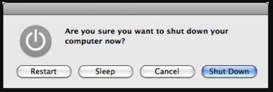 shut down mac