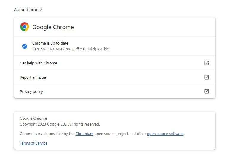 chrome is up to date