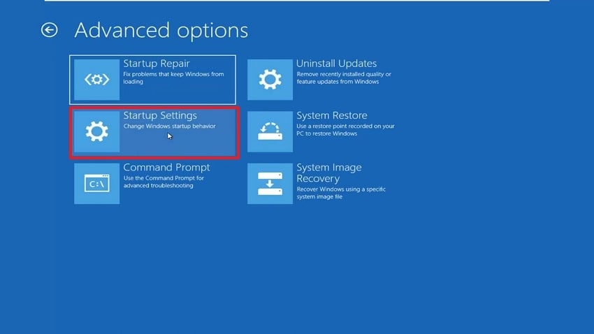 pick startup settings