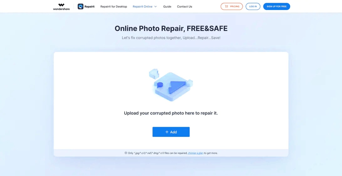 Réparation de photos en ligne par wondershare repairit