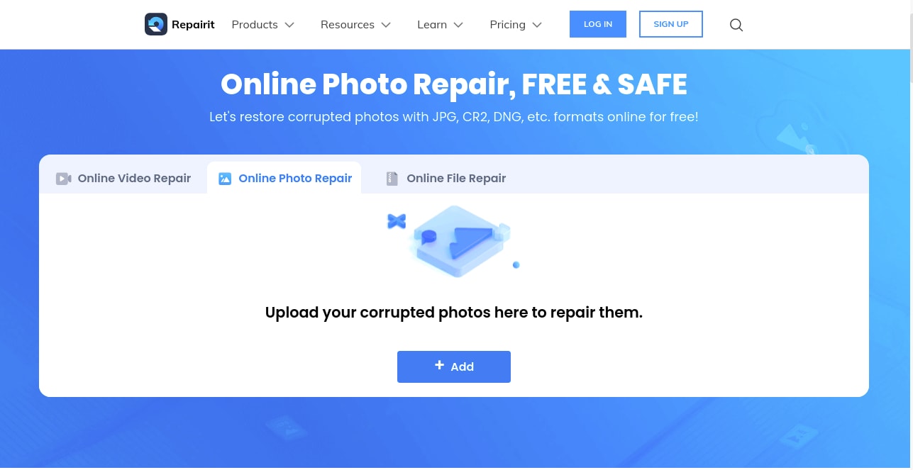 Outil de réparation de photos en ligne wondershare repairit