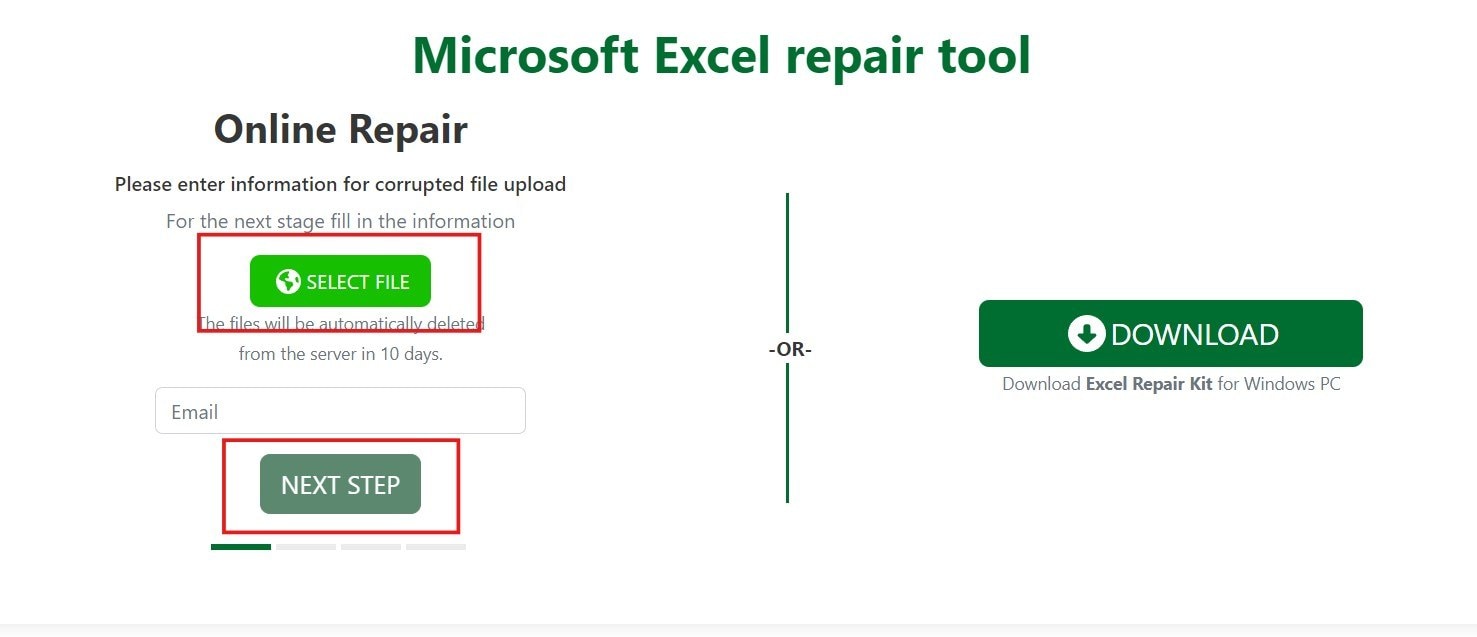 excel repair select file