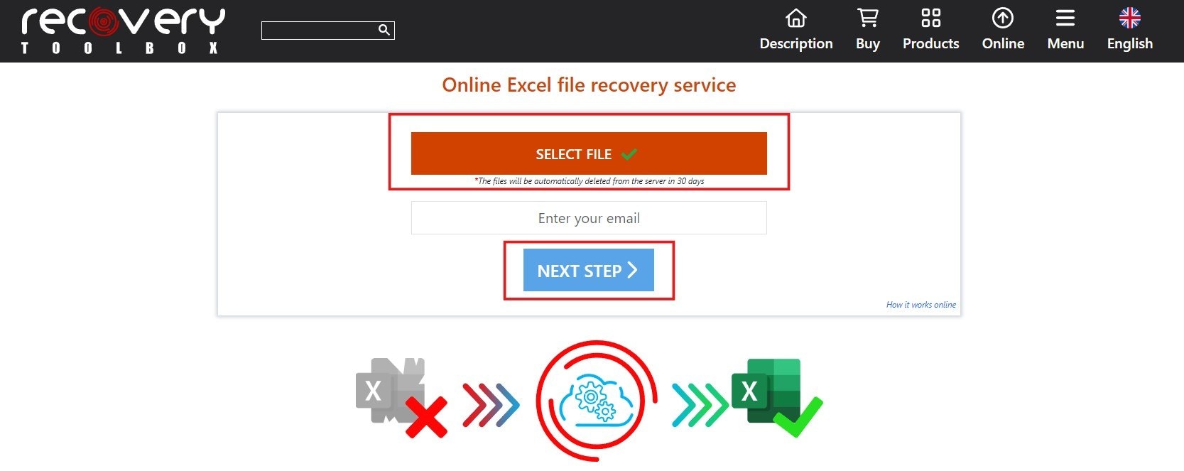 recovery toolbox select file