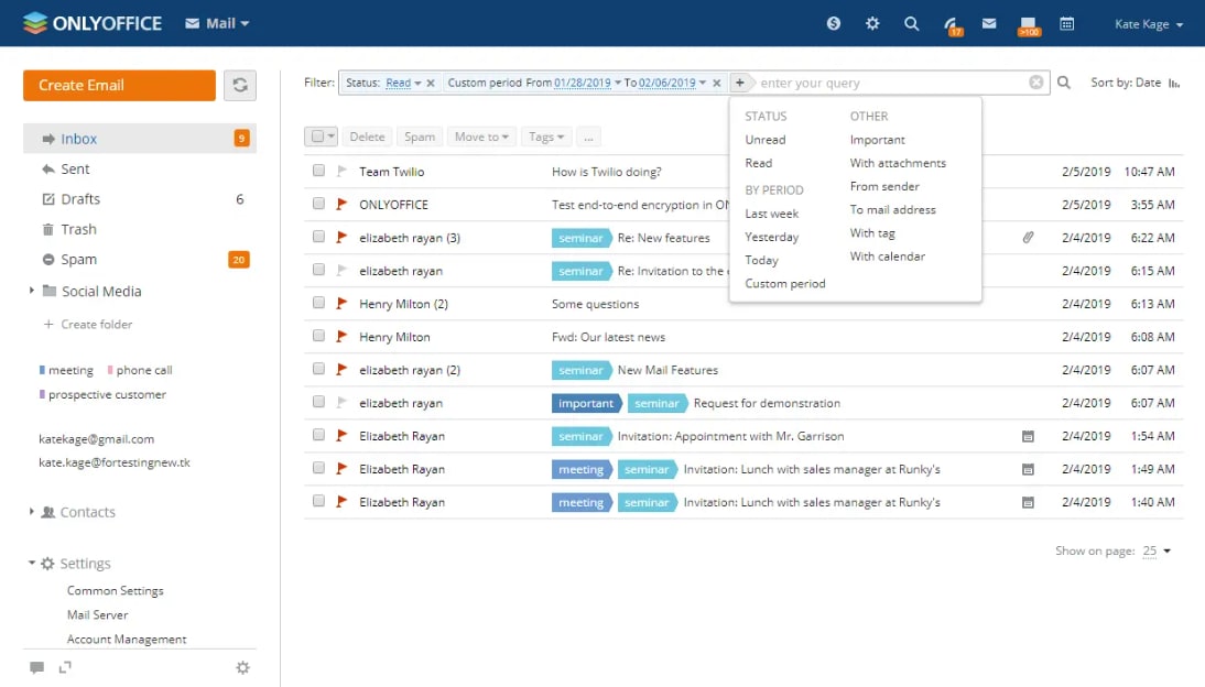 onlyoffice mail aggregator 