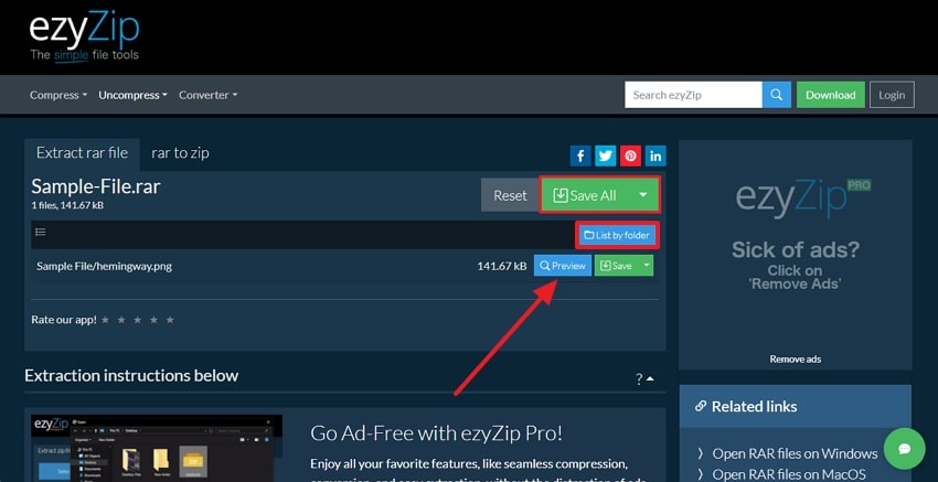 preview or save all from ezyzip