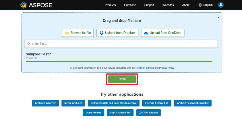 use extract button to proceed