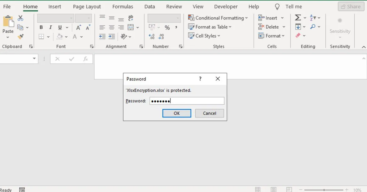 how to open a password protected xlsx file with the password