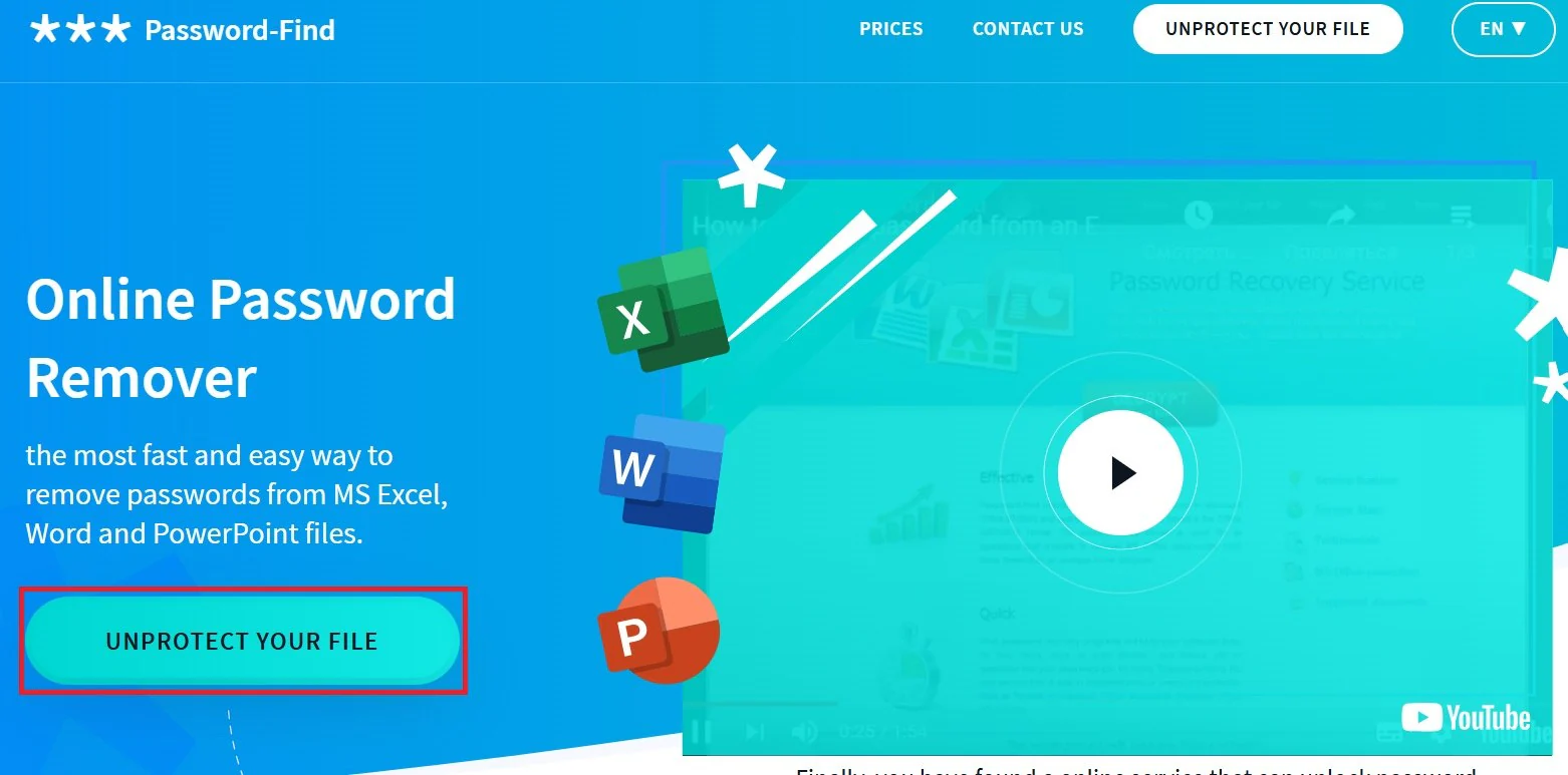 unprotect your file using password find