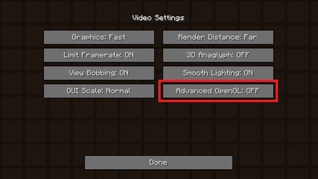 turn off advanced opengl option