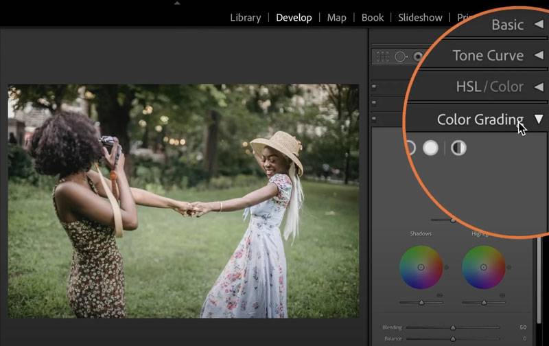 strumento color grading in lightroom