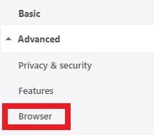 opera browser option