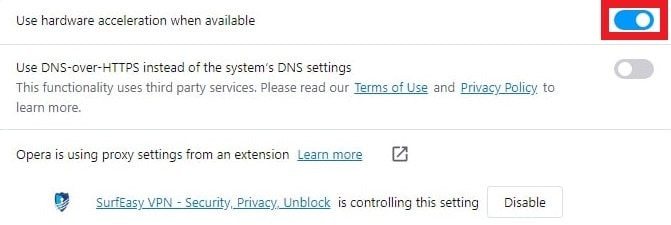 disable hardware acceleration