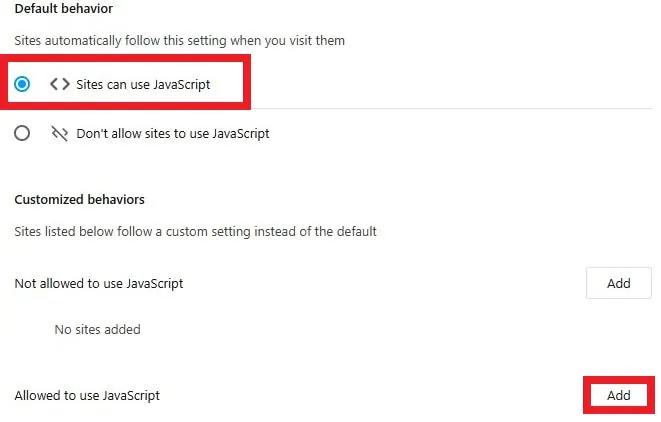 allow javascript