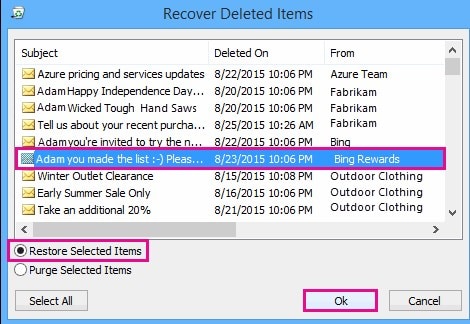 recover deleted items