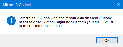 error message in outlook