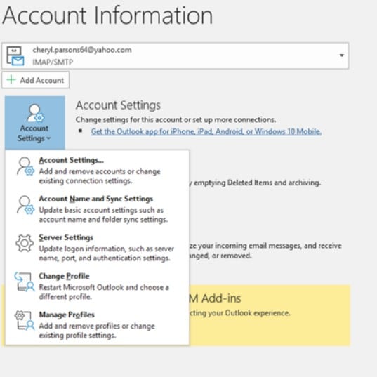 impostazioni di outlook