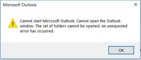 fenêtre contextuelle d'erreur de profil Outlook