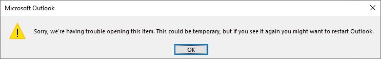 outlook sorry we're having trouble causes