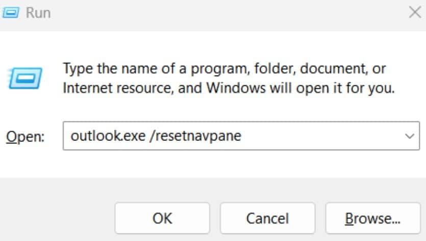 Outlook restablecer panel de navegación
