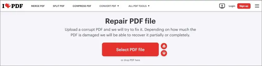 selecting corrupt pdf to repair