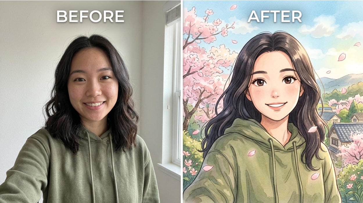 Trasforma foto in anime, pittura a olio o doppia esposizione con AI