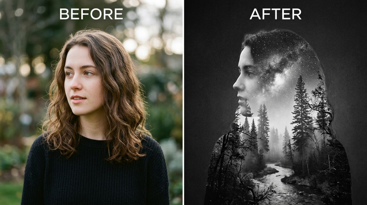 double exposure art fusion