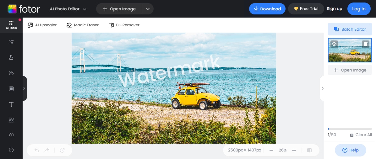 fotor watermark remover interface