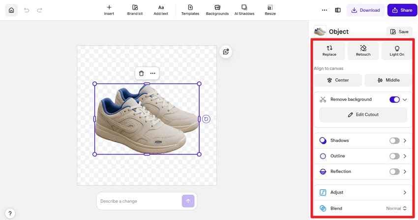 edit image in photoroom