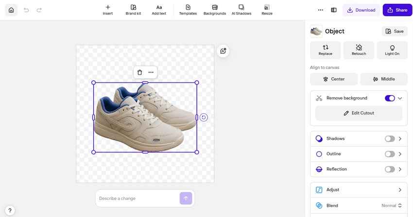 edit features in photoroom