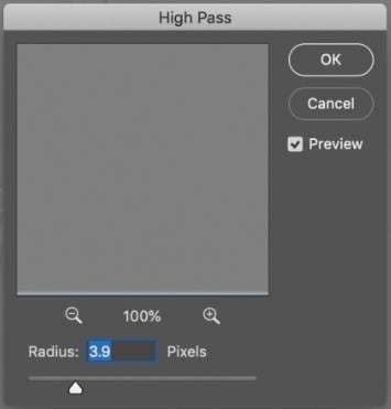 high pass filter settings in photoshop