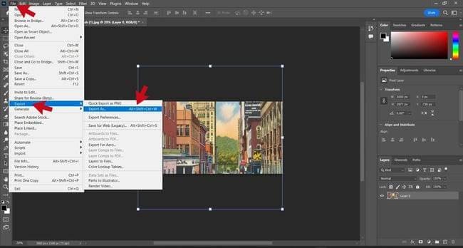 photoshop redimensionne les images sans distorsion, exportation