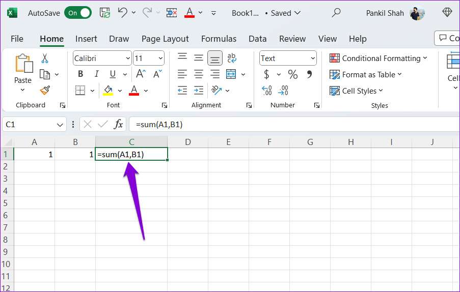 clique em uma célula do excel