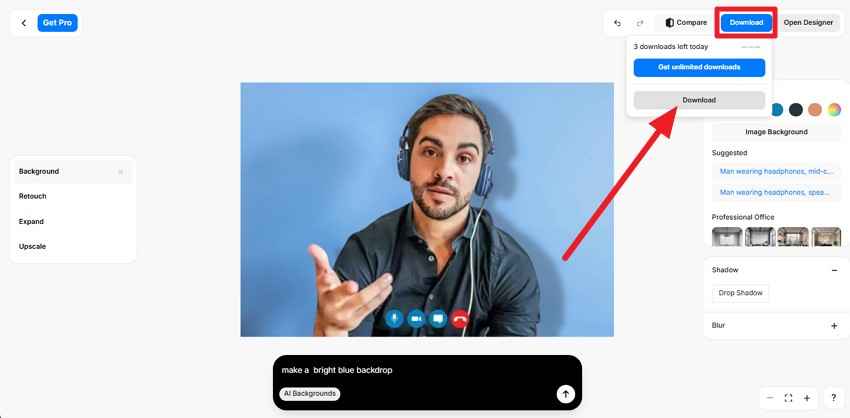 tap download on pixelcut