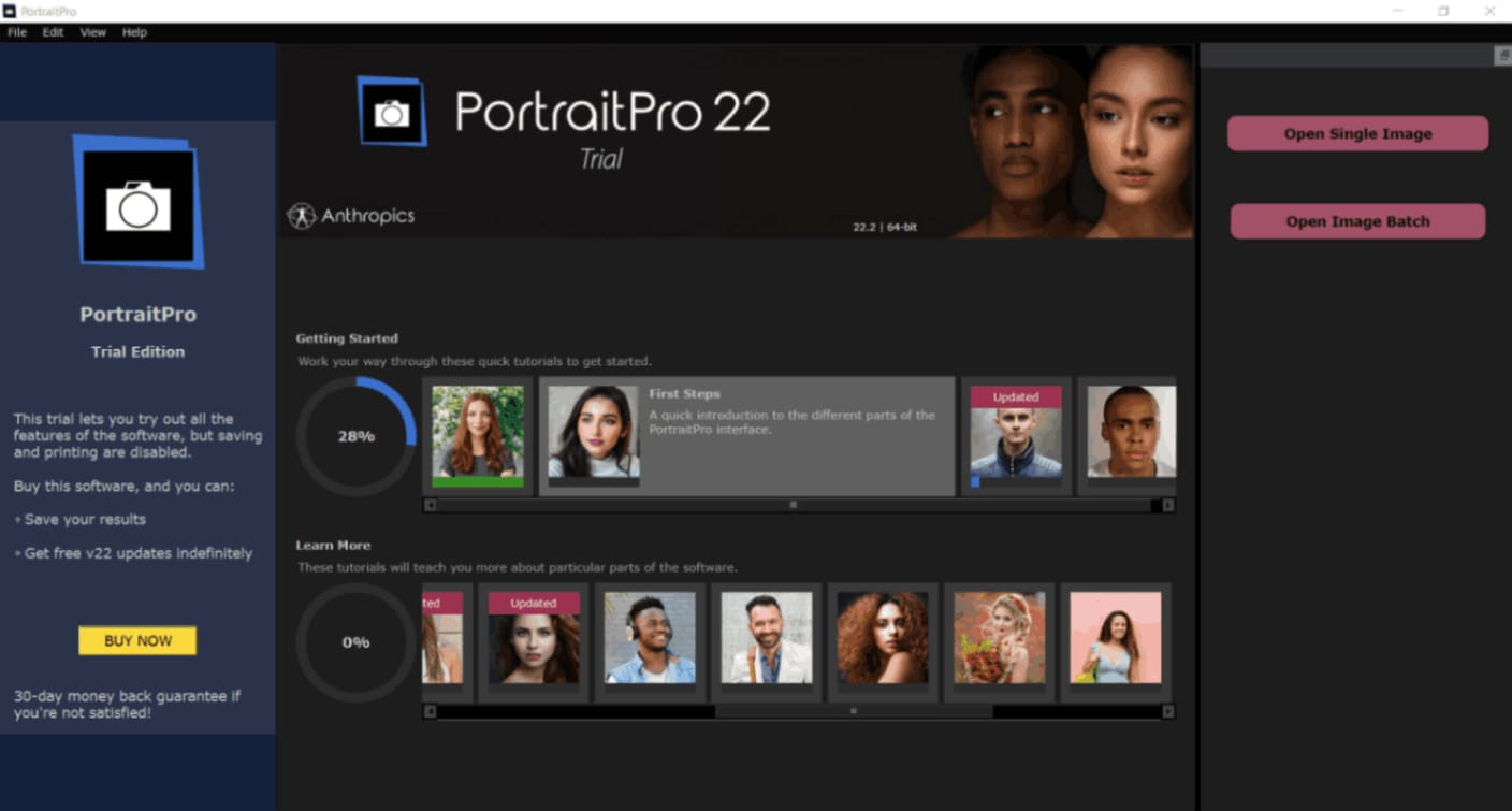 interface utilisateur de portrait pro