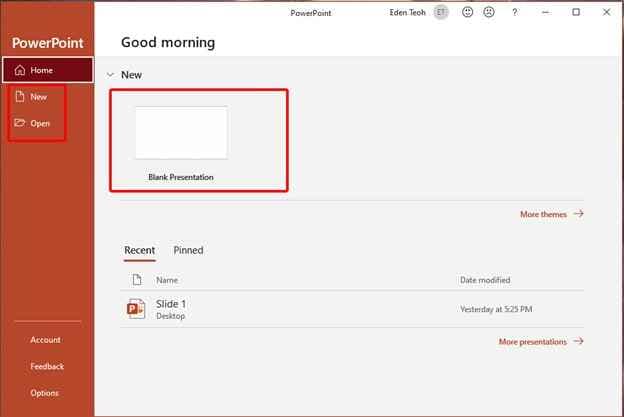 create a new presentation
