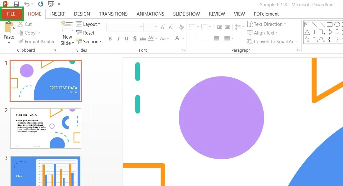 ms powerpoint file tab